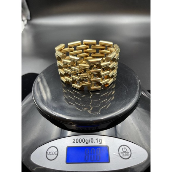 Vintage 1940's Linear Link 14k Gold Bracelet 80+ G - Picture 2 of 12